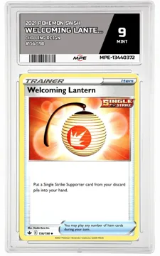 2021 POKEMON SWSH CHILLING REIGN #156/198 Welcoming Lantern MPE 9 MINT — graded card up for auction