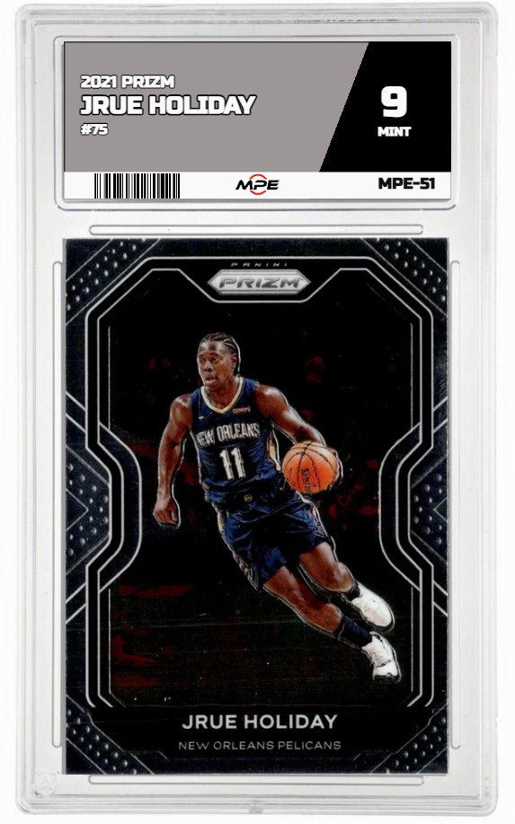 2021 PRIZM #75 JRUE HOLIDAY MPE 9 MINT — graded card up for auction