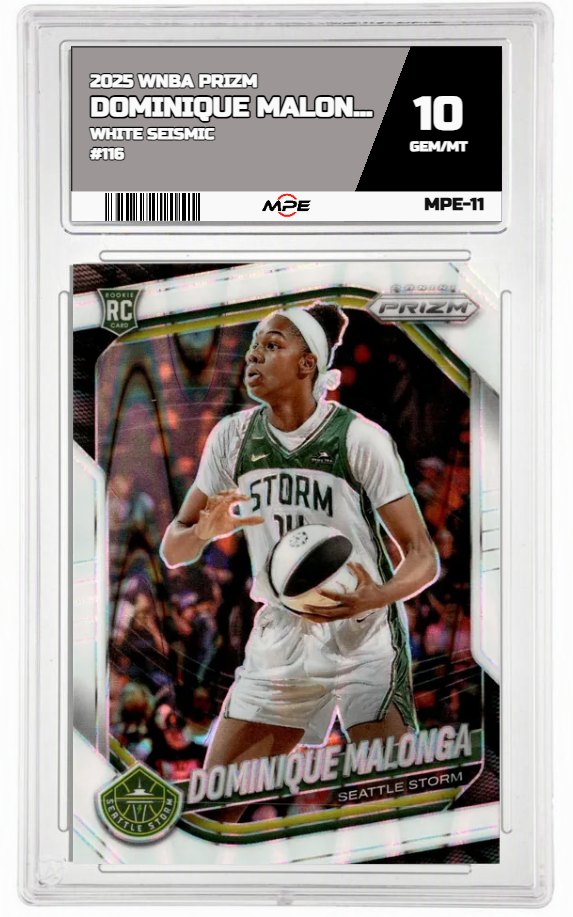2025 PRIZM WNBA White Seismic #116 DOMINIQUE MALONGA MPE 10 GEM/MT — graded card up for auction