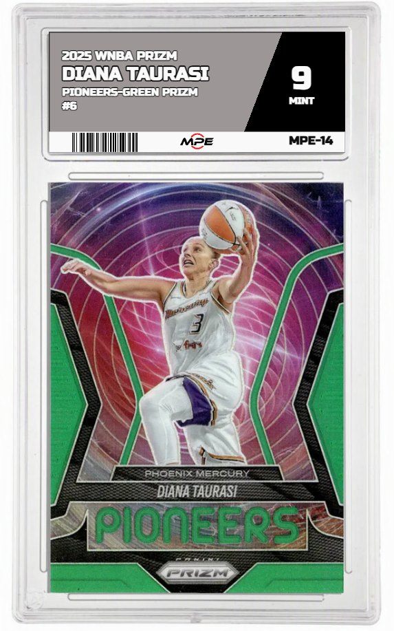 2025 PRIZM WNBA PIONEERS-GREEN PRIZM #6 DIANA TAURASI MPE 9 MINT — graded card up for auction