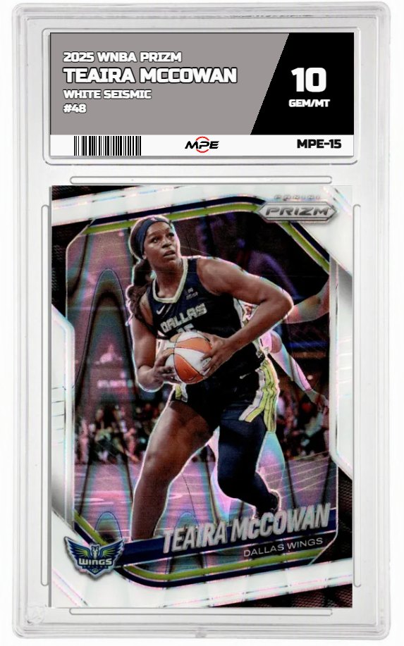 2025 PRIZM WNBA White Seismic #48 TEAIRA MCCOWAN MPE 10 GEM/MT — graded card up for auction