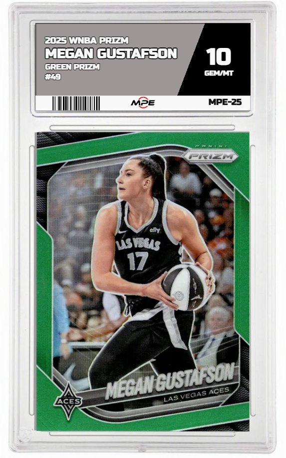 2025 PRIZM WNBA GREEN PRIZM #49 MEGAN GUSTAFSON MPE 10 GEM/MT — graded card up for auction