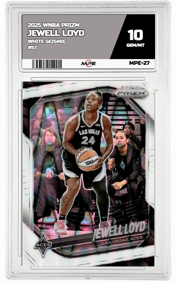 2025 PRIZM WNBA White Seismic #57 JEWELL LOYD MPE 10 GEM/MT — graded card up for auction
