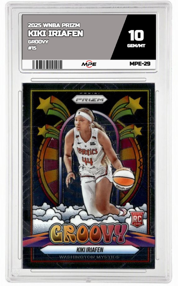 2025 PRIZM WNBA GROOVY #15 KIKI IRIAFEN MPE 10 GEM/MT — graded card up for auction