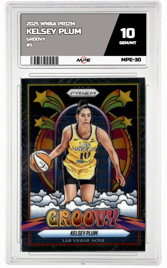 2025 PRIZM WNBA GROOVY #5 KELSEY PLUM MPE 10 GEM/MT — graded card up for auction