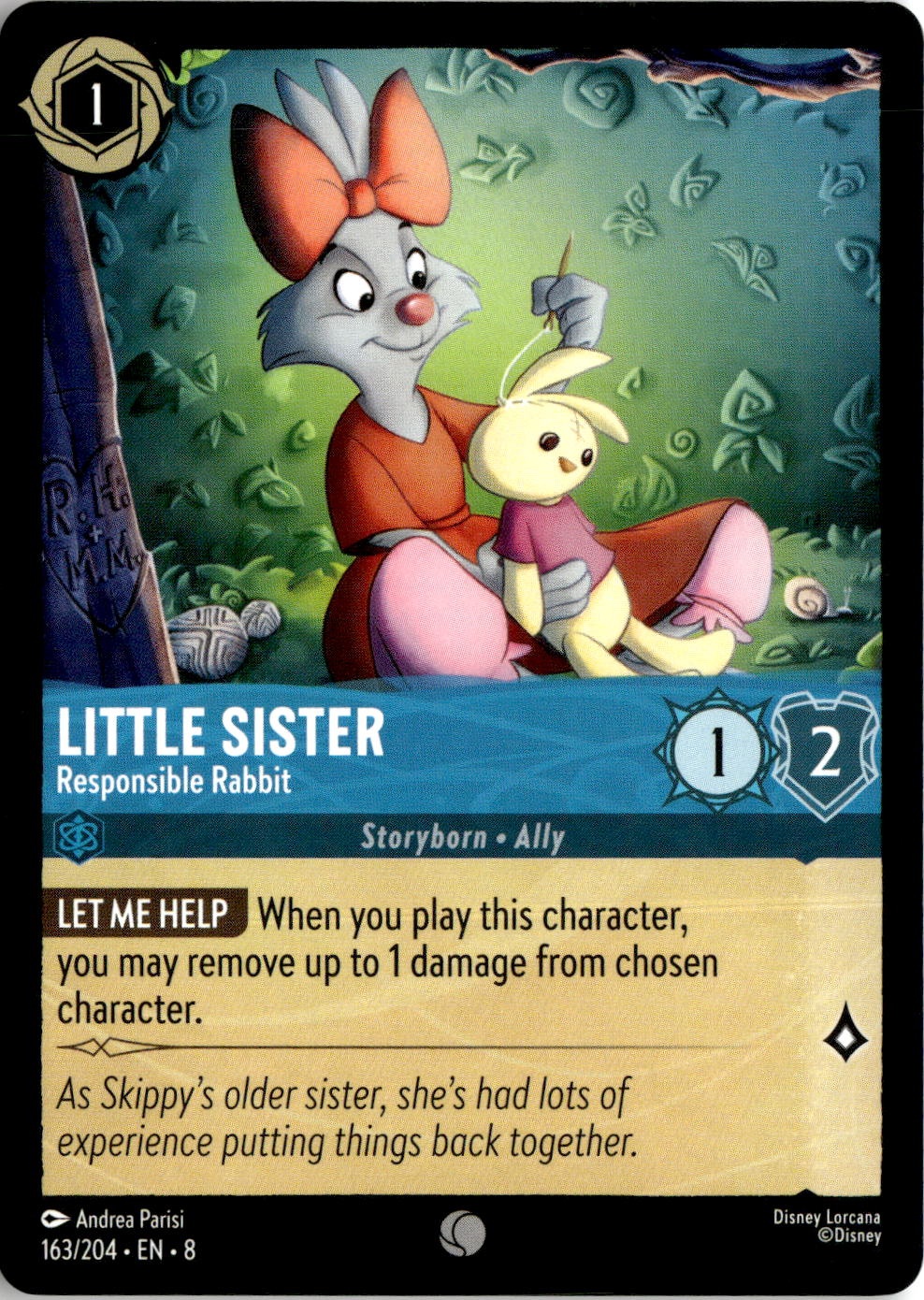 2025 Disney Lorcana En 8 Little Sister - Responsible Rabbit graded slab