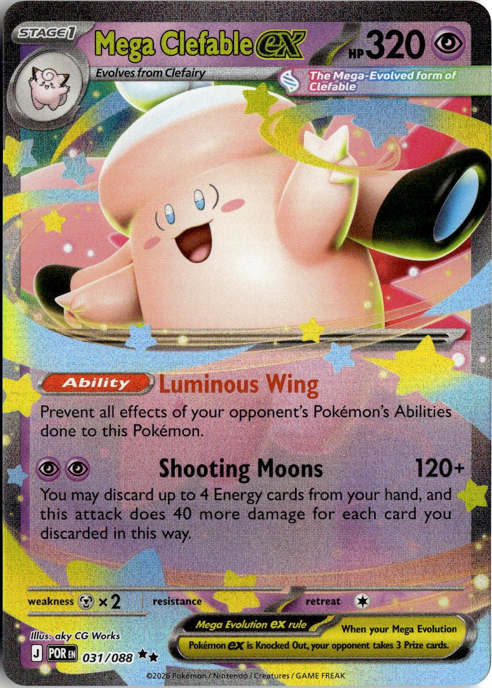 2026 Pokemon Mega Clefable Ex graded slab