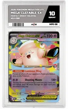 2026 POKEMON PERFECT ORDER-HOLOFOIL #031/088 MEGA CLEFABLE EX MPE 10 GEM/MT — graded card up for auction