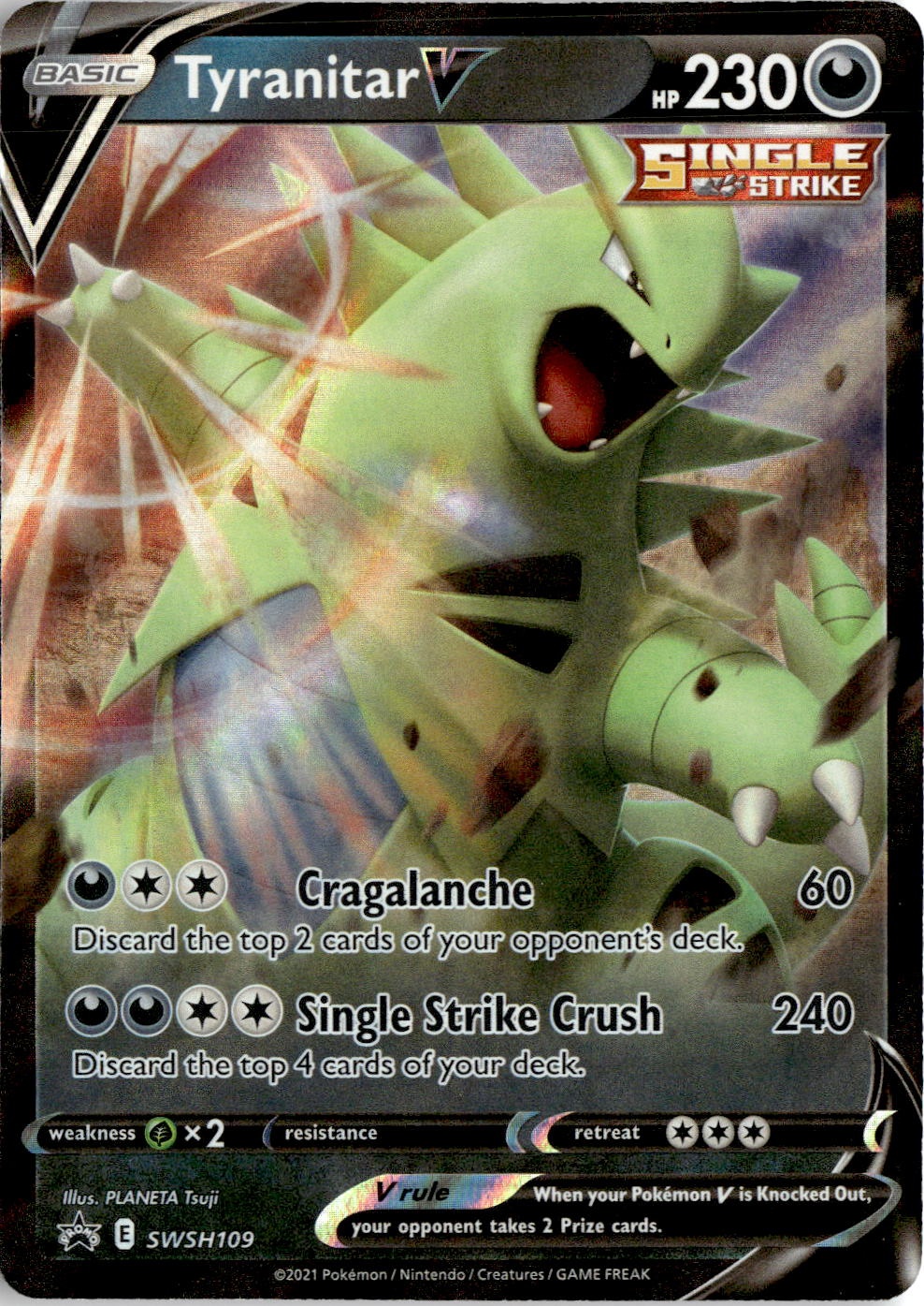 2019 Pokemon Sword And Shield Tyranitar V graded slab