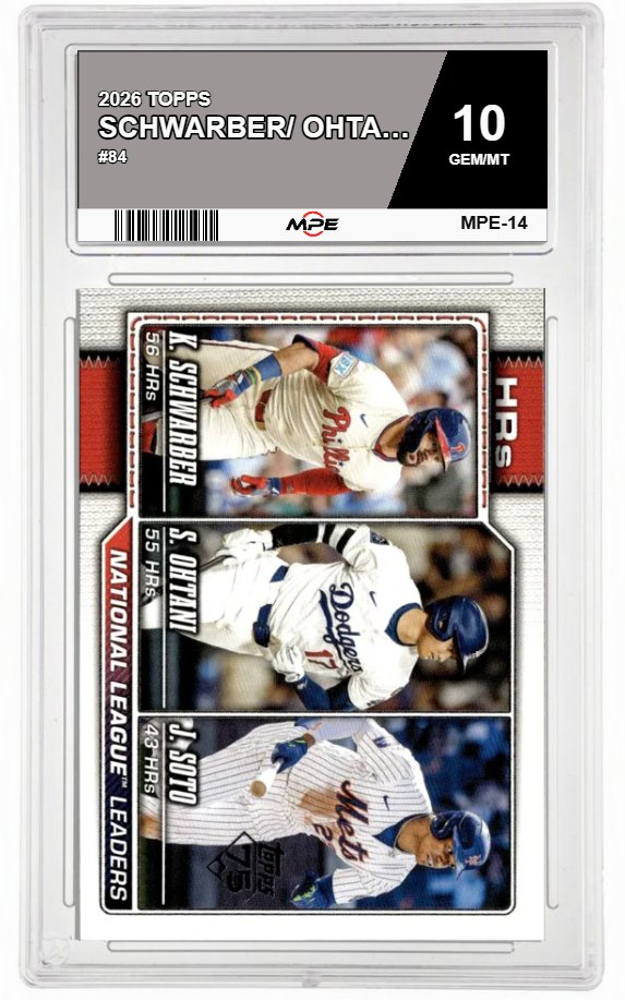 2026 TOPPS #84 SCHWARBER/ OHTANI/ SOTO MPE 10 GEM/MT — graded card auctioned from the MPE vault