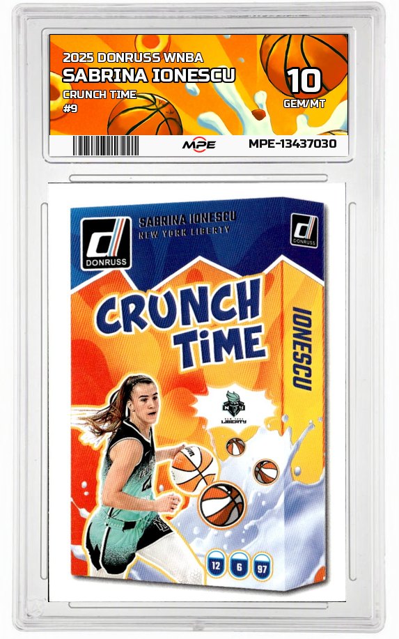 2025 DONRUSS WNBA CRUNCH TIME #9 SABRINA IONESCU MPE 10 GEM/MT — graded card up for auction
