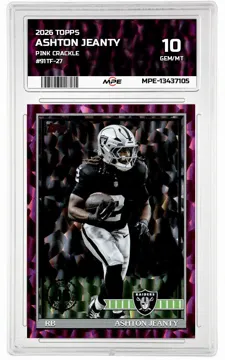 2026 TOPPS Pink Crackle #91TF-27 ASHTON JEANTY MPE 10 GEM/MT — graded card up for auction