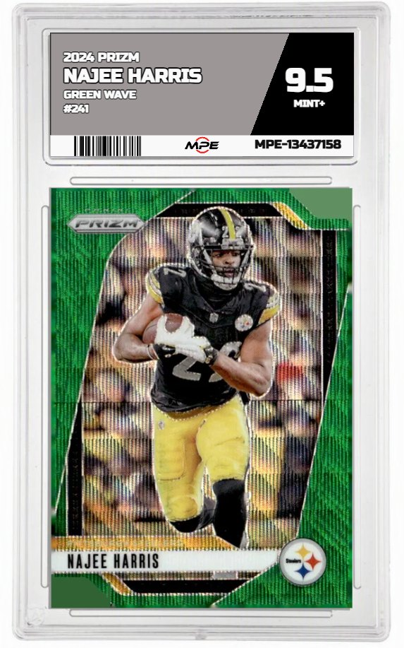 2024 PRIZM GREEN WAVE #241 NAJEE HARRIS MPE 9.5 MINT+ — graded card auctioned from the MPE vault