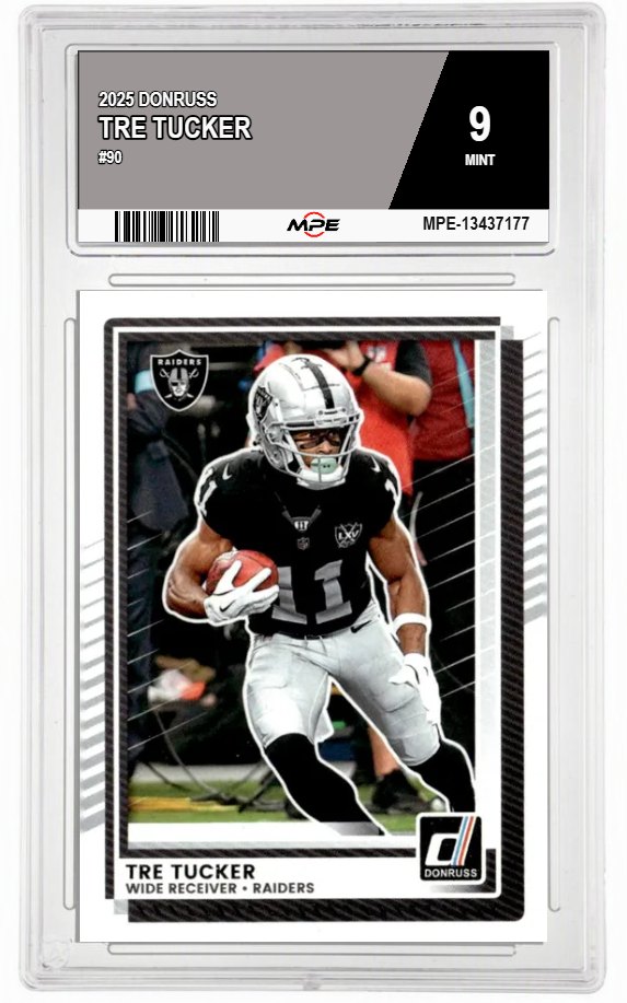 2025 DONRUSS #90 TRE TUCKER MPE 9 MINT — graded card auctioned from the MPE vault