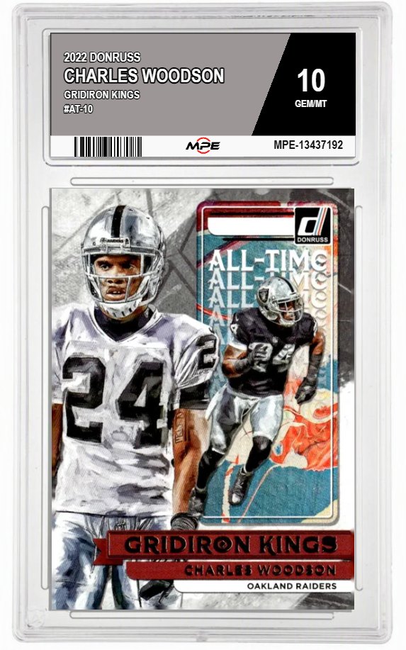 2022 DONRUSS GRIDIRON KINGS #AT-10 CHARLES WOODSON MPE 10 GEM/MT — graded card auctioned from the MPE vault