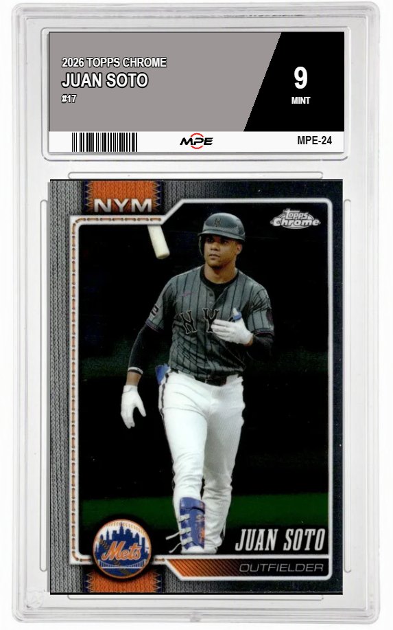 2026 TOPPS CHROME #17 JUAN SOTO MPE 9 MINT — graded card auctioned from the MPE vault