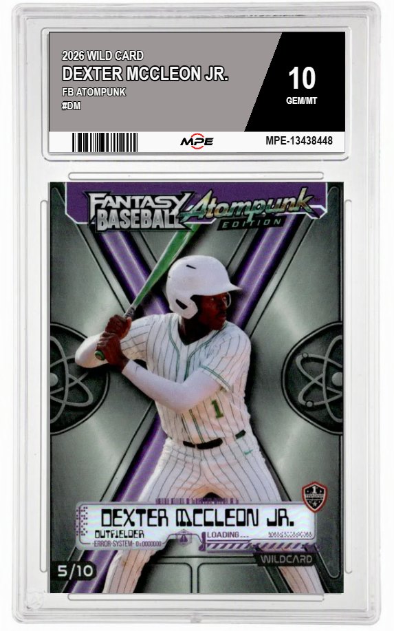 2026 WILD CARD FB ATOMPUNK #DM DEXTER MCCLEON JR. MPE 10 GEM/MT — graded card auctioned from the MPE vault