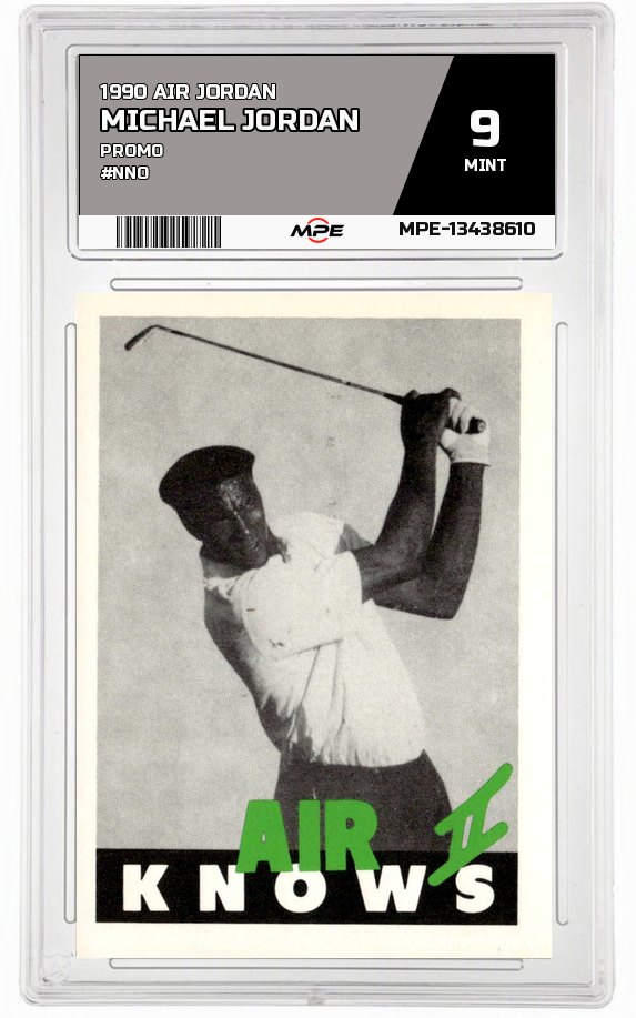 1990 AIR JORDAN PROMO #NNO MICHAEL JORDAN MPE 9 MINT — graded card auctioned from the MPE vault