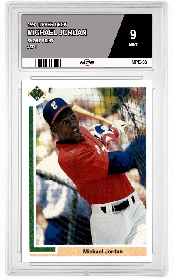 1991 UPPER DECK Short Print #SP1 MICHAEL JORDAN MPE 9 MINT — graded card auctioned from the MPE vault