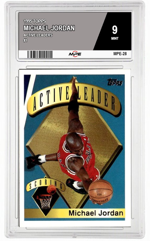 1995 TOPPS ACTIVE LEADERS #1 MICHAEL JORDAN MPE 9 MINT — graded card auctioned from the MPE vault