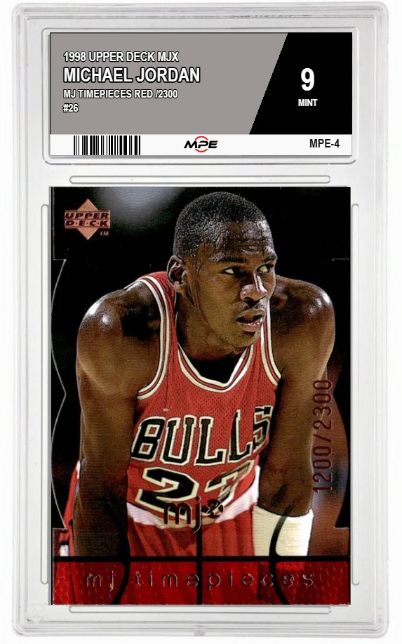 1998 UPPER DECK MJX Mj Timepieces Red /2300 #26 MICHAEL JORDAN MPE 9 MINT — graded card auctioned from the MPE vault