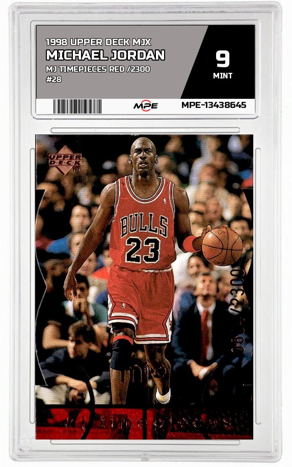 1998 UPPER DECK MJX Mj Timepieces Red /2300 #28 MICHAEL JORDAN MPE 9 MINT — graded card auctioned from the MPE vault