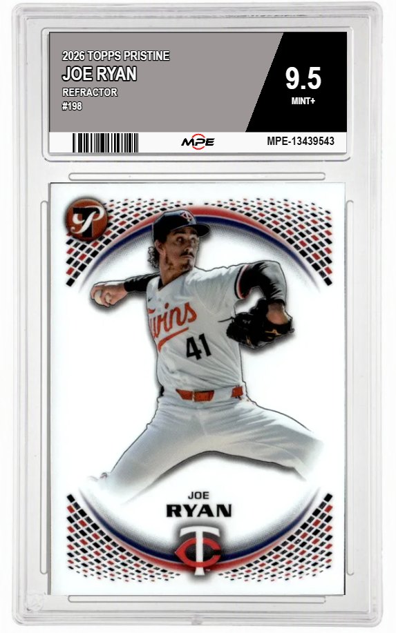 2026 TOPPS PRISTINE REFRACTOR #198 JOE RYAN MPE 9.5 MINT+ — graded card auctioned from the MPE vault