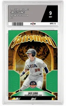 2026 STARS & STRIPES TALISMEN-GREEN PRIZM #13 JACE JUNG MPE 9 MINT — graded card up for auction