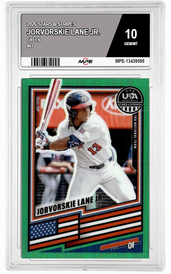 2026 STARS & STRIPES GREEN #83 JORVORSKIE LANE JR. MPE 10 GEM/MT — graded card auctioned from the MPE vault