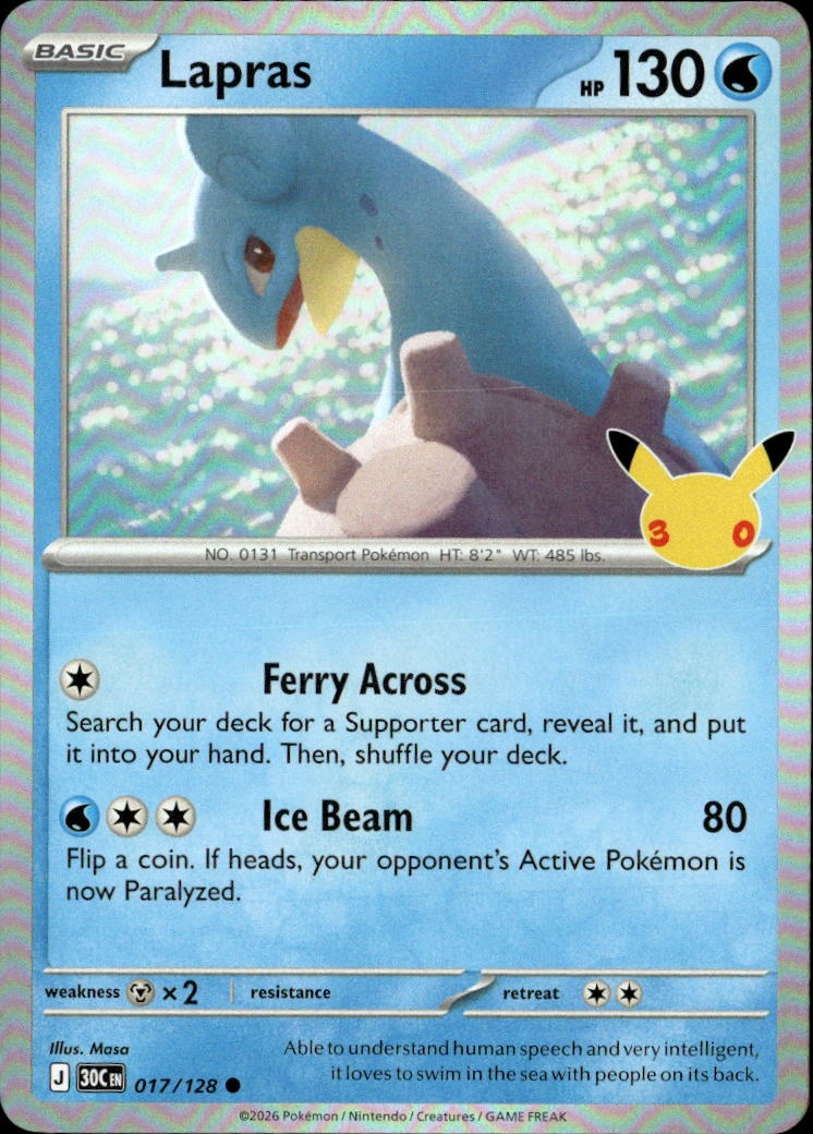 2026 Pokemon 30C En Lapras graded slab