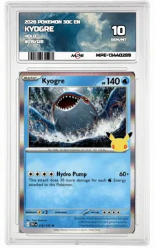 2026 POKEMON 30C EN HOLO #019/128 KYOGRE MPE 10 GEM/MT — graded card up for auction
