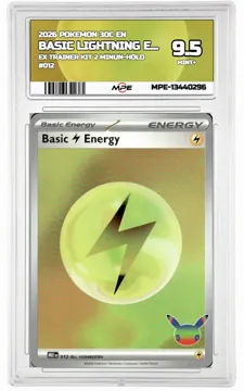 2026 POKEMON 30C EN EX TRAINER KIT 2 MINUN-HOLO #012 BASIC LIGHTNING ENERGY MPE 9.5 MINT+ — graded card up for auction