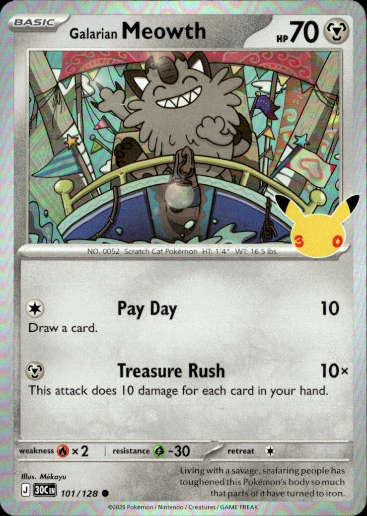 2026 Pokemon 30C En Galarian Meowth graded slab