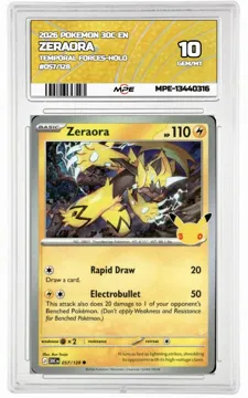 2026 POKEMON 30C EN TEMPORAL FORCES-HOLO #057/128 ZERAORA MPE 10 GEM/MT — graded card up for auction