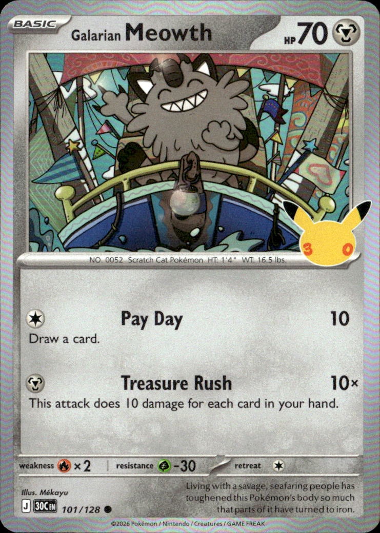 2026 Pokemon 30C En Galarian Meowth graded slab