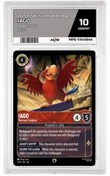 2025 DISNEY LORCANA EN Q2 PALACE HEIST #3/35 IAGO MPE 10 GEM/MT — graded card up for auction