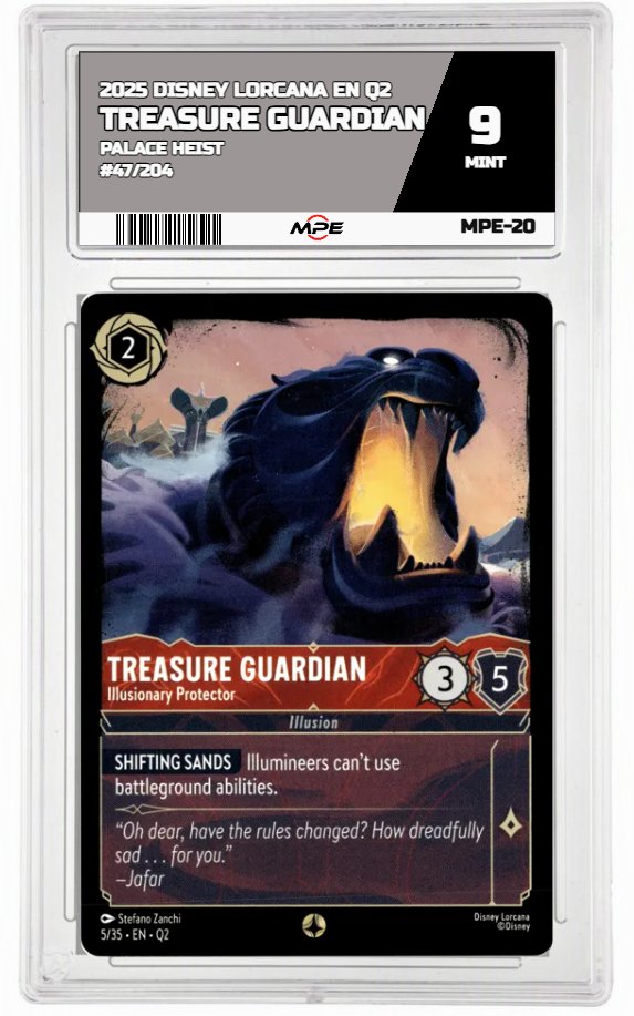 2025 DISNEY LORCANA EN Q2 PALACE HEIST #47/204 TREASURE GUARDIAN MPE 9 MINT — graded card auctioned from the MPE vault