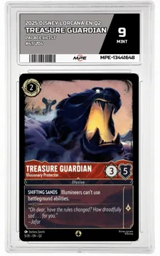 2025 DISNEY LORCANA EN Q2 PALACE HEIST #47/204 TREASURE GUARDIAN MPE 9 MINT — graded card up for auction