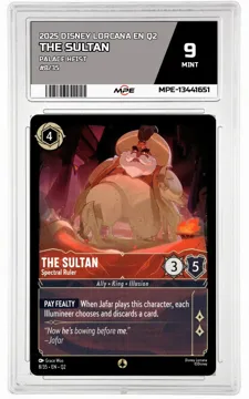 2025 DISNEY LORCANA EN Q2 PALACE HEIST #8/35 THE SULTAN MPE 9 MINT — graded card up for auction
