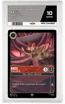 2025 DISNEY LORCANA EN Q2 PALACE HEIST #17/35 BASIL MPE 10 GEM/MT — graded card up for auction