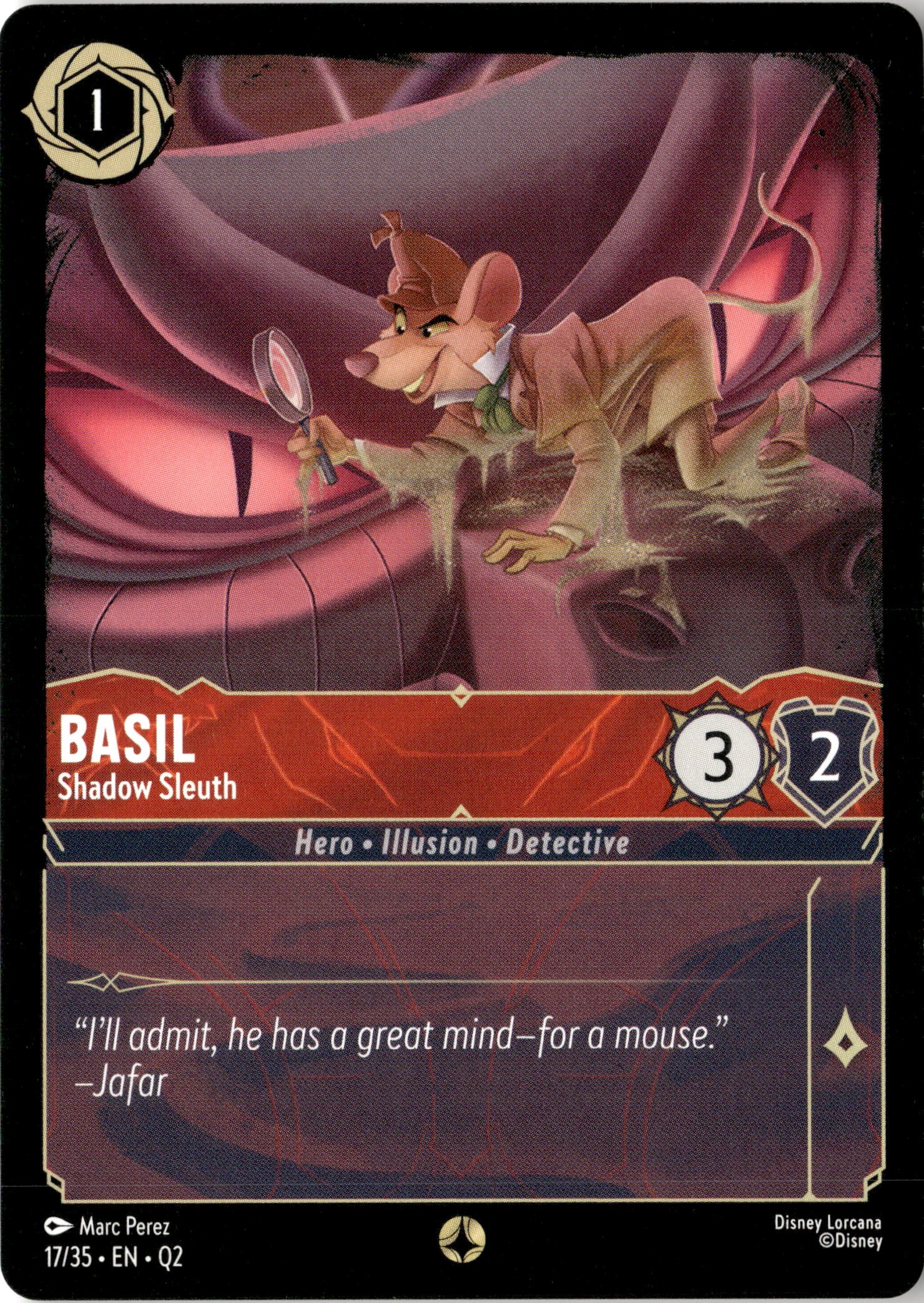 2025 Disney Lorcana En Q2 Basil - Shadow Sleuth graded slab