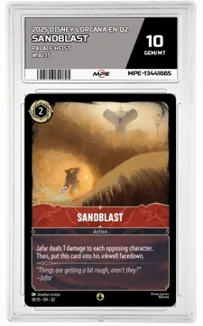 2025 DISNEY LORCANA EN Q2 PALACE HEIST #18/35 SANDBLAST MPE 10 GEM/MT — graded card up for auction