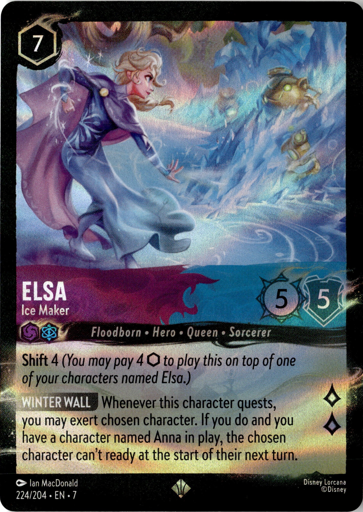 2025 Disney Lorcana En 7 Elsa graded slab