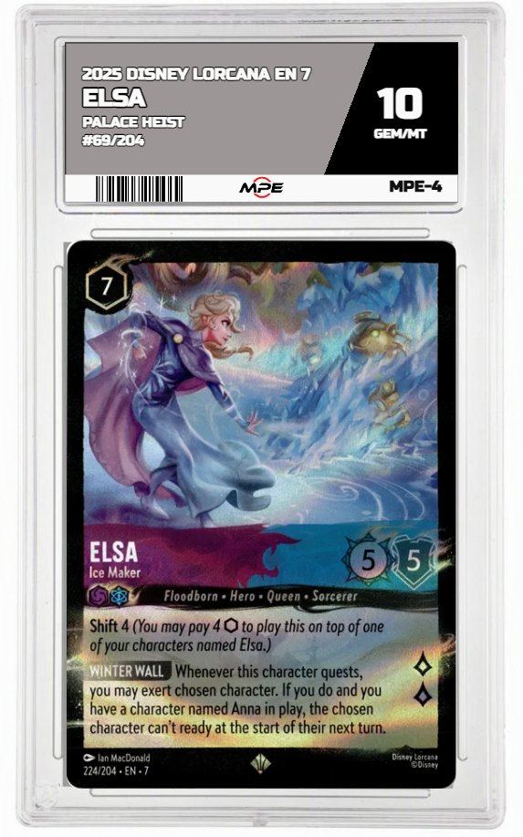2025 DISNEY LORCANA EN 7 PALACE HEIST #69/204 ELSA MPE 10 GEM/MT — graded card auctioned from the MPE vault
