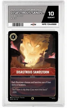 2025 DISNEY LORCANA EN Q2 PALACE HEIST #19/35 DISASTROUS SANDSTORM MPE 10 GEM/MT — graded card up for auction