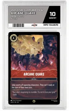 2025 DISNEY LORCANA EN Q2 PALACE HEIST #22/35 ARCANE QUAKE MPE 10 GEM/MT — graded card up for auction