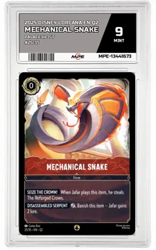 2025 DISNEY LORCANA EN Q2 PALACE HEIST #25/35 MECHANICAL SNAKE MPE 9 MINT — graded card up for auction