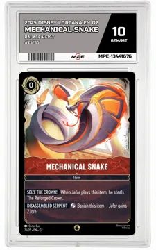 2025 DISNEY LORCANA EN Q2 PALACE HEIST #25/35 MECHANICAL SNAKE MPE 10 GEM/MT — graded card up for auction