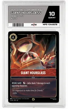 2025 DISNEY LORCANA EN Q2 PALACE HEIST #27/35 GIANT HOURGLASS MPE 10 GEM/MT — graded card up for auction