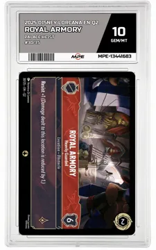 2025 DISNEY LORCANA EN Q2 PALACE HEIST #30/35 ROYAL ARMORY MPE 10 GEM/MT — graded card up for auction